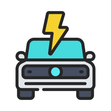 Beyaz arkaplanda elektrikli araba sürgüsü simgesi