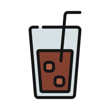 Buzlu içecek düz simge, vektör illüstrasyonu 