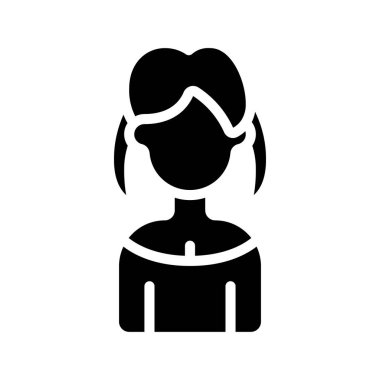 İki At Kuyruğu Kadın Web simgesi düz tasarım, vektör illüstrasyonu