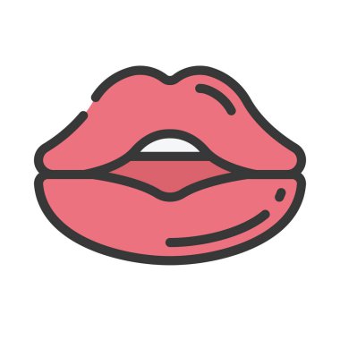 Düz simge, vektör illüstrasyonunu öp 