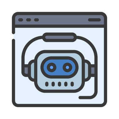 Sohbet robotu web simgesi, vektör illüstrasyonu           