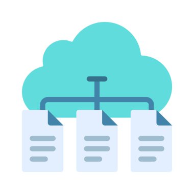 Bulut Dosya Yönetimi Simgesi, Vektör İllüstrasyonu
