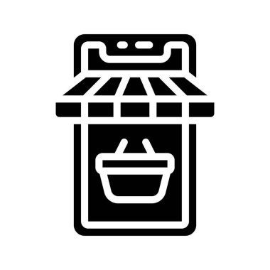 Mobil Ticaret web simgesi, vektör illüstrasyonu                