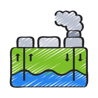 Jeotermal Enerji Ağı simgesi, vektör illüstrasyonu                     