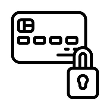 Kilitli Kredi Kartı ikon vektör çizimi 