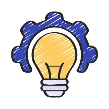 Vites simgesi ve vektör illüstrasyonlu fikir ampulü