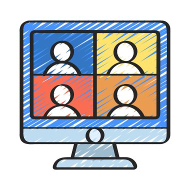 Grup Çağrısı düz simgesi, vektör illüstrasyonu 