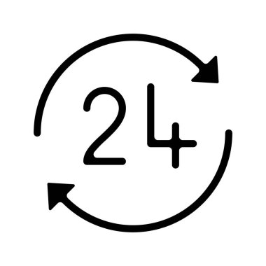 24 saat düz simgesi, vektör çizim 