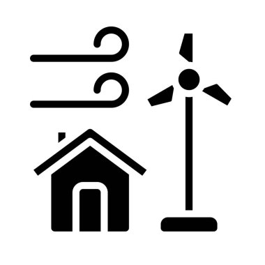 Ev Rüzgarı Güç simgesi, vektör illüstrasyonu  