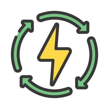 Yenilenebilir Enerji Ağı simgesi, vektör illüstrasyonu                     