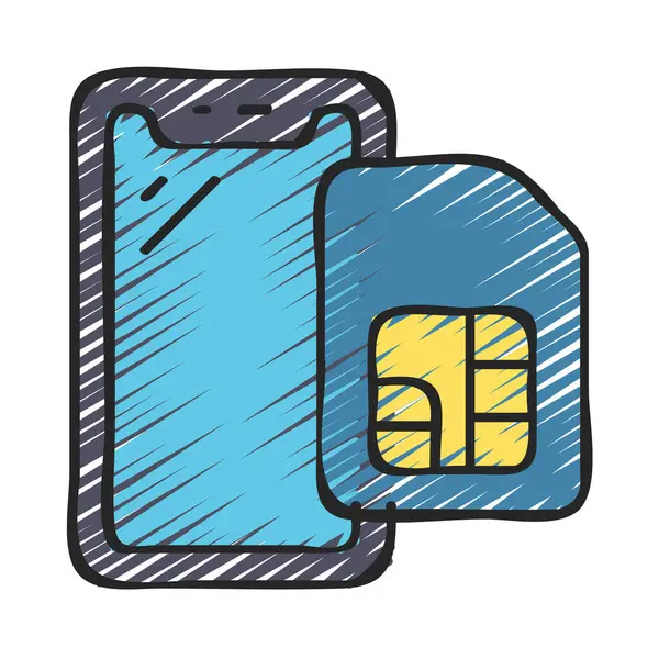Wektorowa Ilustracja Nowoczesnej Ikony Sim Card Smartfona — Wektor stockowy