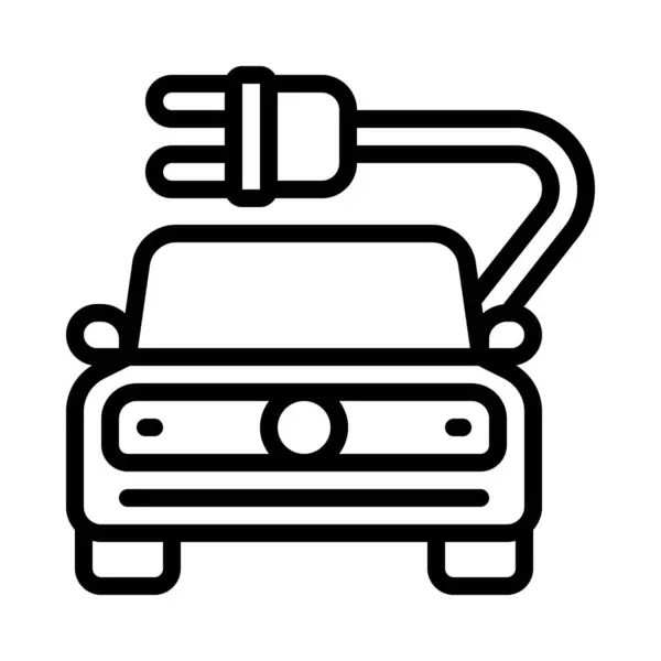 Εικονίδιο Βύσματος Ηλεκτρικού Αυτοκινήτου Λευκό Φόντο — Διανυσματικό Αρχείο