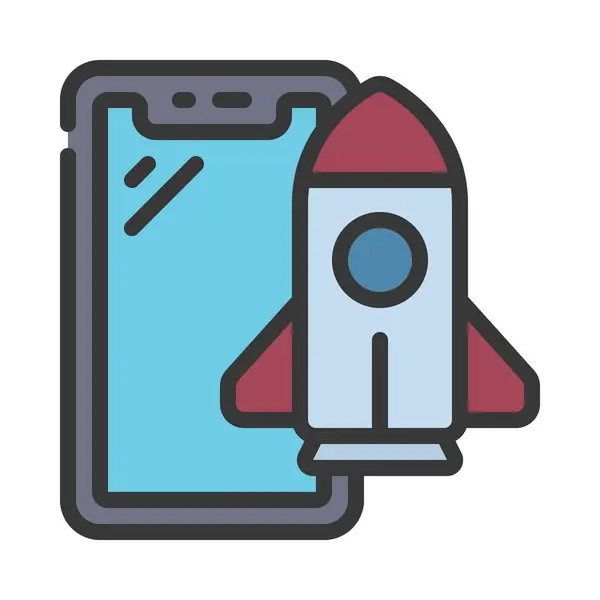 Rocket Launch Icon Vector Illustration Simple Design — Stock Vector