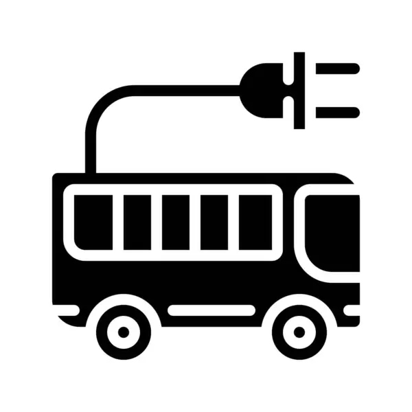 电动巴士标志 白色背景下孤立的电动汽车轮廓图标 — 图库矢量图片
