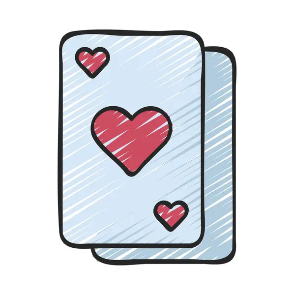 Card Hearts Vector Color Line Icon — Stock Vector