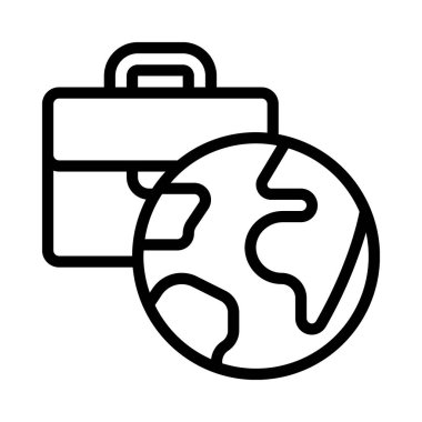 Global Work düz simgesi, vektör illüstrasyonu 