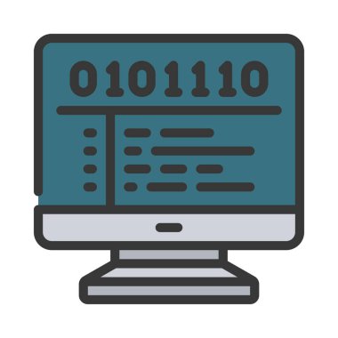 Bilgisayar Kodu simgesi, vektör illüstrasyonu 