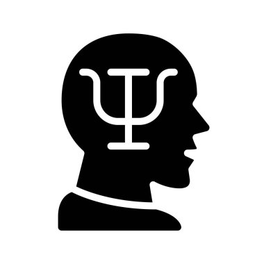 Psikoloji Zihin yassı simgesi, vektör illüstrasyonu 