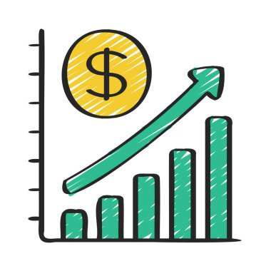 İş büyümesi çizelgesi ana hatları vektörü. İş büyümesi. veri analizi