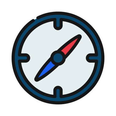 Beyaz arka plan üzerinde pusula simgesini vektör çizim