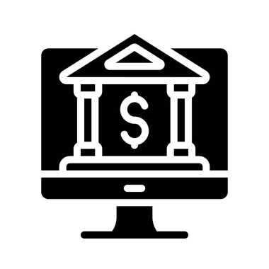 çevrimiçi bankacılık simgesi, vektör illüstrasyonu