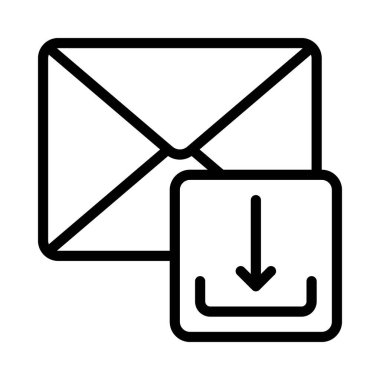 E- posta İndirme Simgesi, Vektör İllüstrasyonu