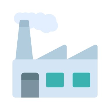 Fabrika düz simgesi, vektör illüstrasyonu 