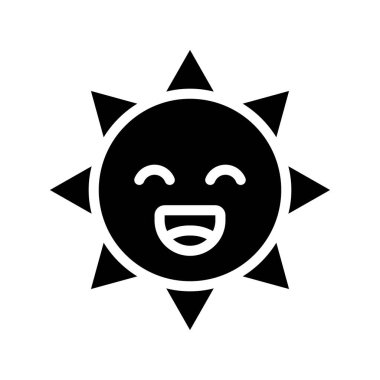 yüz simgesi olan güneş, vektör illüstrasyonu basit tasarım