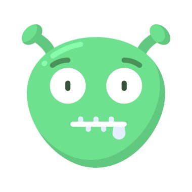 Ağız Fermuarlı Kapat simgesi düz simge, vektör illüstrasyonu 