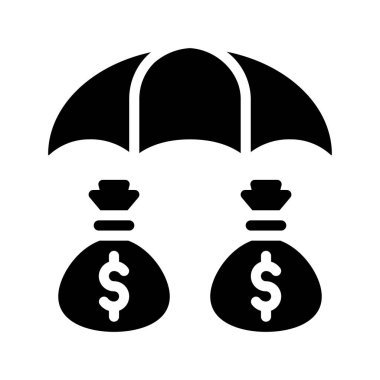 Para Koruma Ağı simgesi düz tasarım, vektör illüstrasyonu                                    