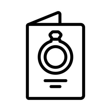 Düğün kartı simgesi, vektör illüstrasyonu basit tasarım