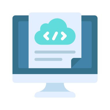 Bilgisayar Bulutu Dosya Simgesi, Vektör İllüstrasyonu