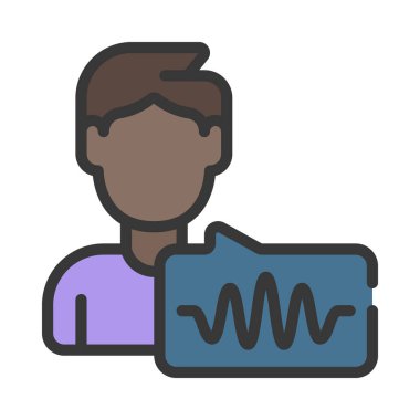 Ses Komut web simgesi veren kişi düz tasarım, vektör illüstrasyonu