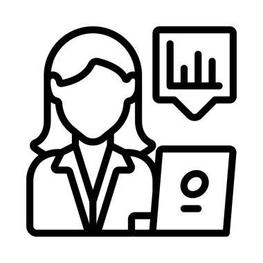 Kadın Analizci simge vektör illüstrasyon tasarımı