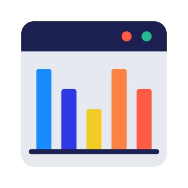 Bar Grafiği Web Sitesi ikon vektör illüstrasyonu 