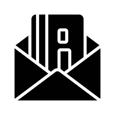  Zarf simgesinde kredi kartı, beyaz arkaplanda vektör illüstrasyonu 