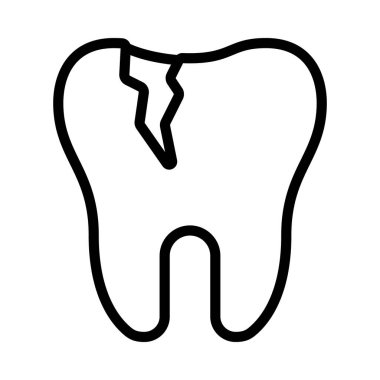 Diş hekimliği, kırık diş simgesi, vektör illüstrasyonu