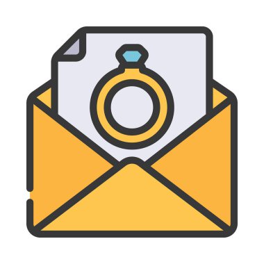 Bağlanma Mektubu düz simgesi, vektör illüstrasyonu 