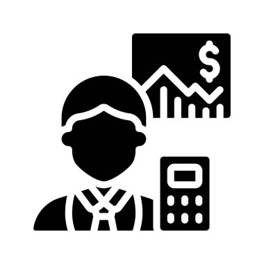 Muhasebeci Düz Simge, Vektör İllüstrasyonu 