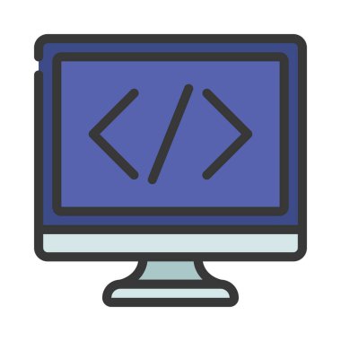 Bilgisayar Kodu simgesi, vektör illüstrasyonu 