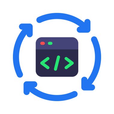 Yeniden Yapılandırma Kodu Ağ simgesi, vektör illüstrasyonu                         