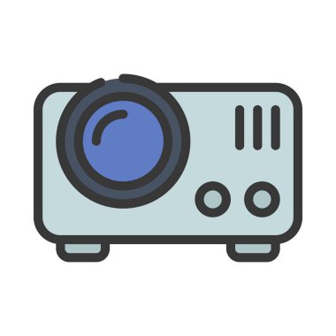 Projektör web simgesi düz tasarım, vektör illüstrasyonu