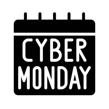 Siber Pazartesi takvim tarihi simgesi, vektör illüstrasyonu