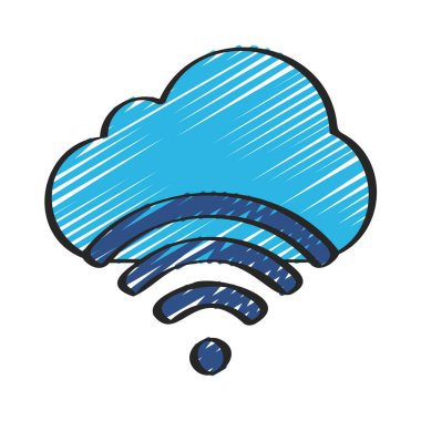 Bulut Wifi Simgesi, Vektör İllüstrasyonu