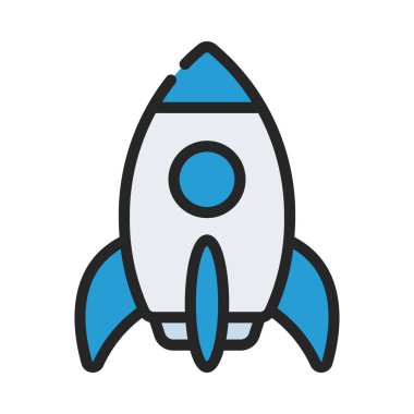 Uzay roketi Başlangıç simgesi, vektör illüstrasyonu  