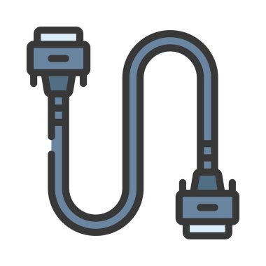 SCSI Kablo düz simgesi, vektör illüstrasyonu 