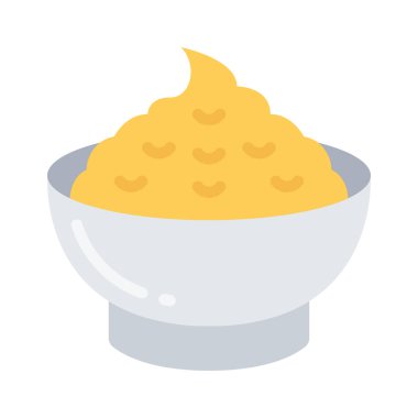 Patates püresi düz simgesi, vektör illüstrasyonu 