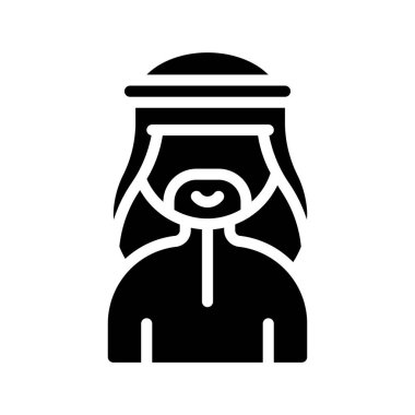 Müslüman Adam web simgesi düz tasarım, vektör illüstrasyonu