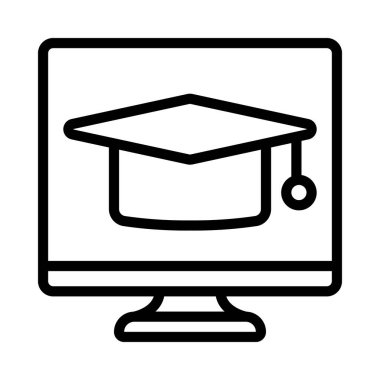Eğitim Bilgisayarı simgesi, vektör illüstrasyonu  