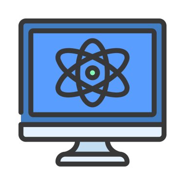 Kuantum Hesaplama simgesi basit düz illüstrasyon